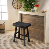 Set of 2 Farmhouse Solid Wood Bar Stools - Backless Saddle Seat Counter Height Chairs for Kitchen Island, Breakfast Nook & Home Office-Parc Decor