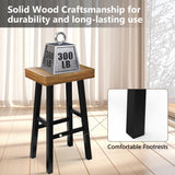 Set of 2 Farmhouse Solid Wood Bar Stools - Backless Saddle Seat Counter Height Chairs for Kitchen Island, Breakfast Nook & Home Office-Parc Decor