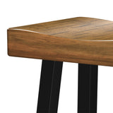 Set of 2 Farmhouse Solid Wood Bar Stools - Backless Saddle Seat Counter Height Chairs for Kitchen Island, Breakfast Nook & Home Office-Parc Decor