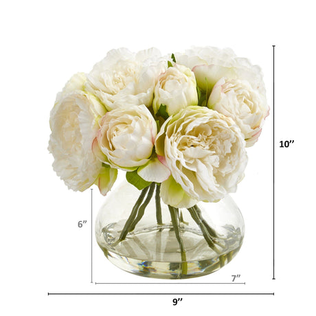 Silk Peony Artificial Arrangement in Vase-Parc Decor