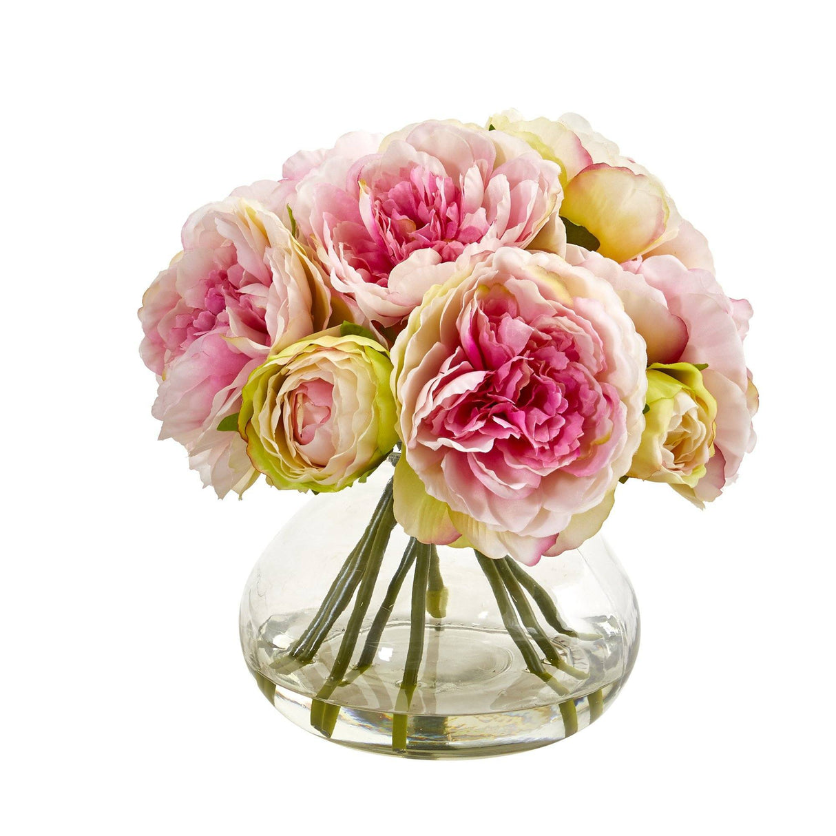 Silk Peony Artificial Arrangement in Vase-Parc Decor