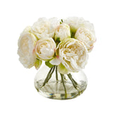 Silk Peony Artificial Arrangement in Vase-Parc Decor