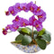 Silk Phalaenopsis Orchid Artificial Arrangement in Vase-Parc Decor
