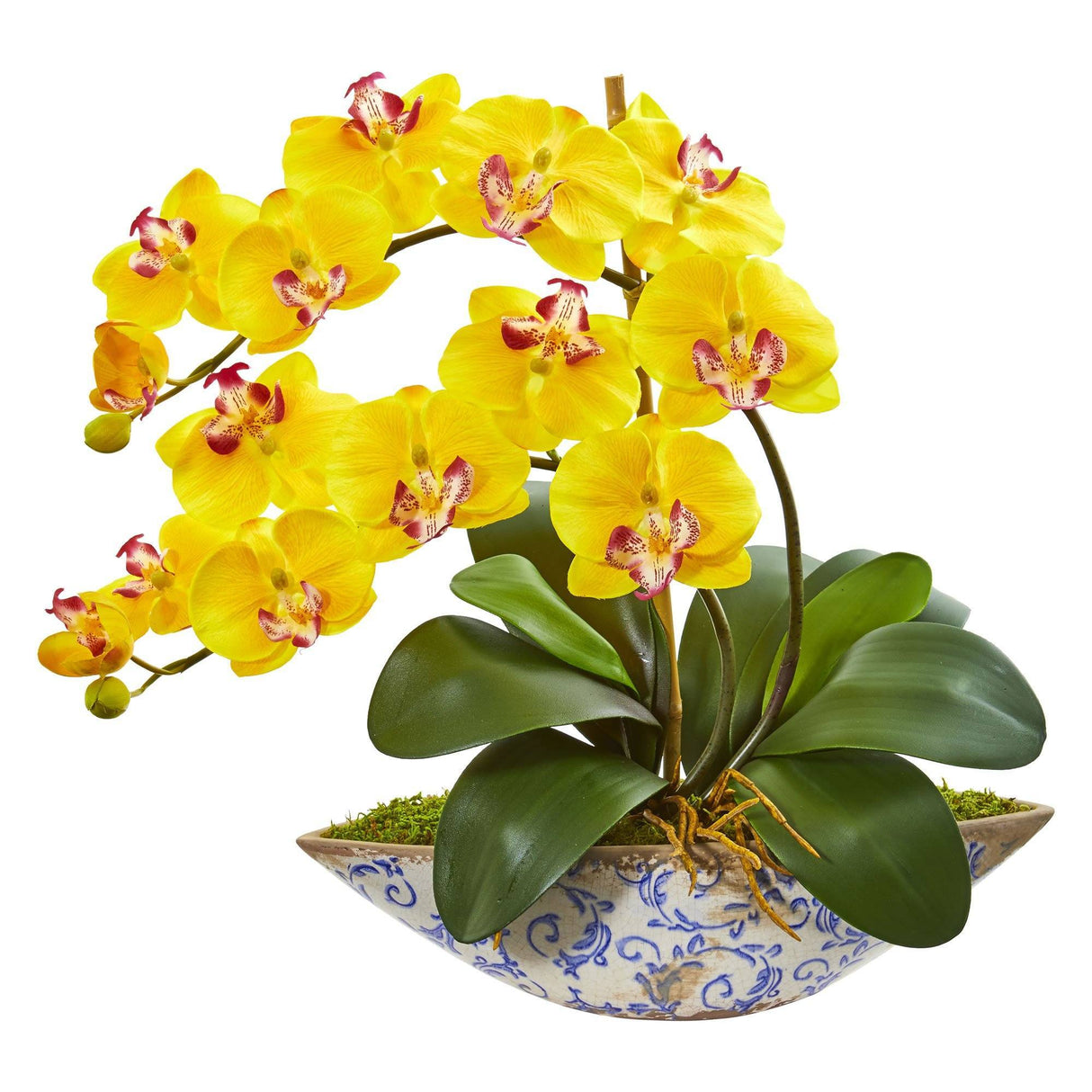 Silk Phalaenopsis Orchid Artificial Arrangement in Vase-Parc Decor
