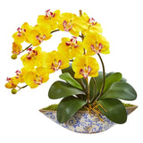 Silk Phalaenopsis Orchid Artificial Arrangement in Vase-Parc Decor