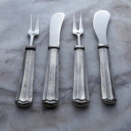 Silver Antique Maharaja Cheese Spreader & Fork 4 Pc. Set-Parc Decor