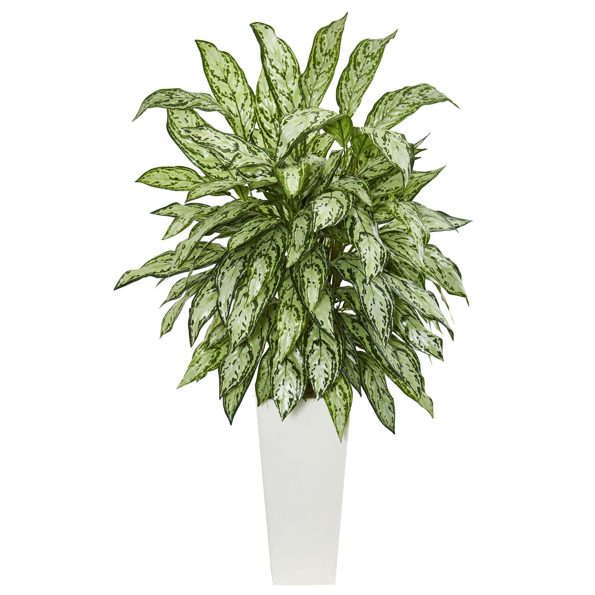 Silver Queen Artificial Plant in White Tower Planter-Parc Decor