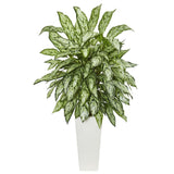 Silver Queen Artificial Plant in White Tower Planter-Parc Decor