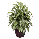 Silver Queen w/Decorative Planter Silk Plant-Parc Decor