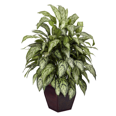 Silver Queen w/Decorative Planter Silk Plant-Parc Decor