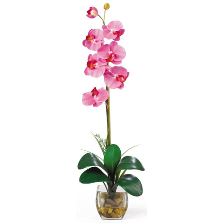 Single Phalaenopsis Liquid Illusion Silk Flower Arrangement-Parc Decor