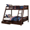 Solid Wood Twin / Full Bunk Bed with Reversible Angled Ladder and Underbed Drawers-Parc Decor
