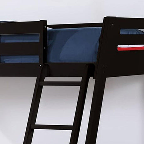 Solid Wood Twin / Full Bunk Bed with Reversible Angled Ladder and Underbed Drawers-Parc Decor