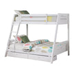 Solid Wood Twin / Full Bunk Bed with Reversible Angled Ladder and Underbed Drawers-Parc Decor