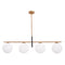 Spark Modern Gold Linear 4 Light Chandelier-Parc Decor
