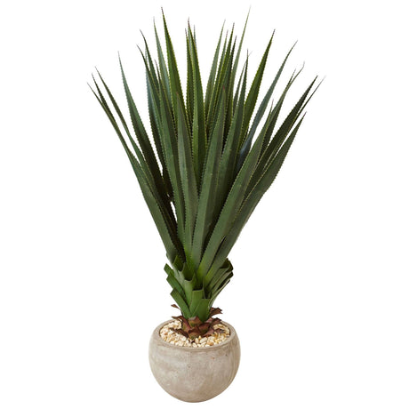 Spiked Agave in Sand Colored Bowl (Indoor/Outdoor)-Parc Decor