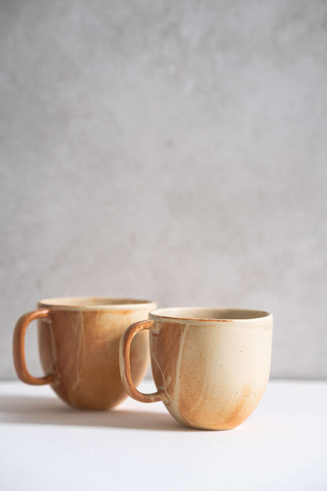 Stoneware Beige Coffee Mug-Parc Decor
