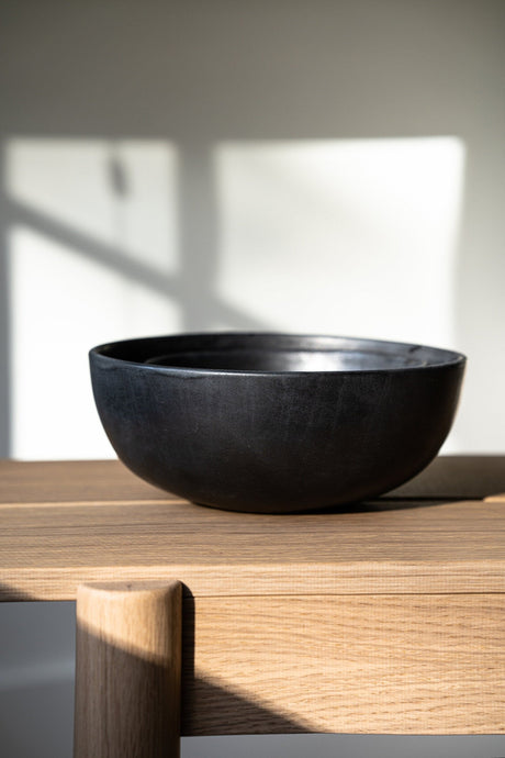 Stoneware Black Matte Salad Serving Bowl-Parc Decor