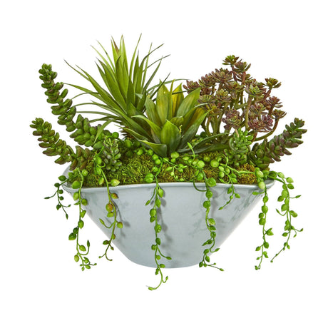 Succulent Garden Artificial Plant in Green Vase-Parc Decor