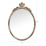 Traditioanl Oval Mirror With Wood Frame Rustic Decor Wall Mirror-Parc Decor