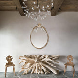 Traditioanl Oval Mirror With Wood Frame Rustic Decor Wall Mirror-Parc Decor