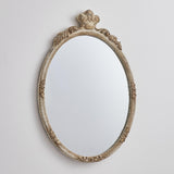 Traditioanl Oval Mirror With Wood Frame Rustic Decor Wall Mirror-Parc Decor