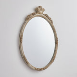 Traditioanl Oval Mirror With Wood Frame Rustic Decor Wall Mirror-Parc Decor