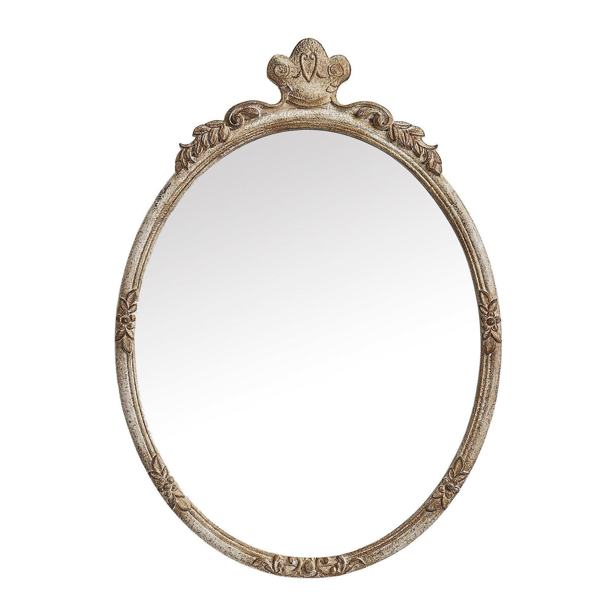 Traditioanl Oval Mirror With Wood Frame Rustic Decor Wall Mirror-Parc Decor
