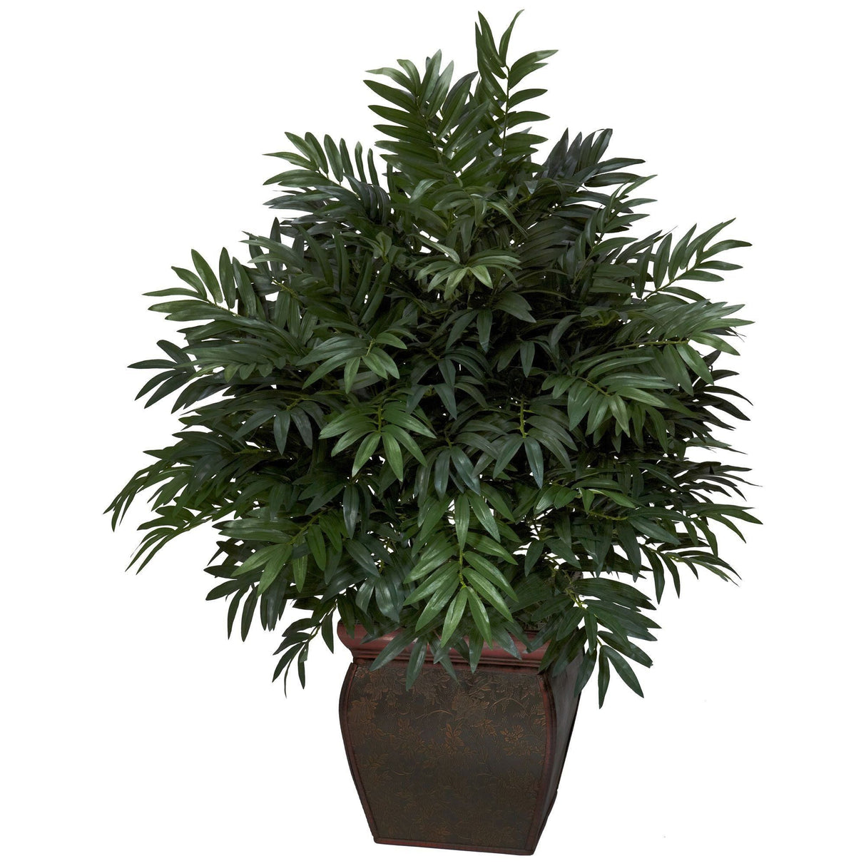 Triple Bamboo Palm w/Decorative Planter Silk Plant-Parc Decor