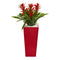 Triple Bromeliad Artificial Plant in Red Planter-Parc Decor