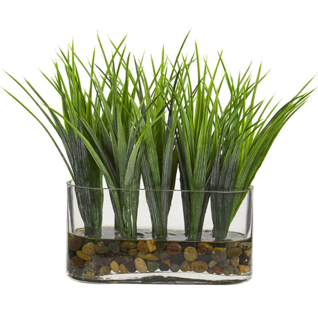 Vanilla Grass Artificial Plant in Oval Vase-Parc Decor