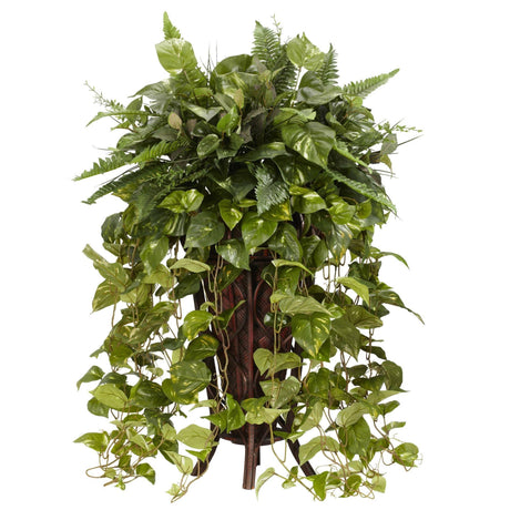 Vining Mixed Greens w/Decorative Stand Silk Plant-Parc Decor