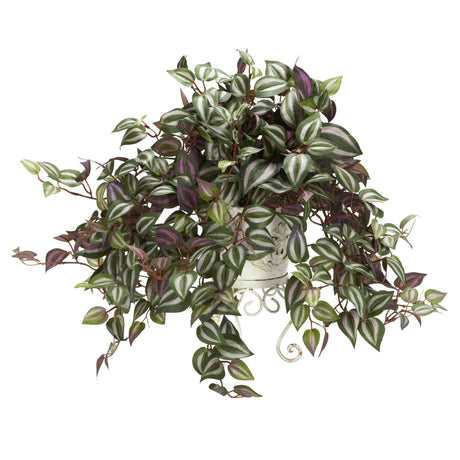 Wandering Jew w/Metal Planter Silk Plant-Parc Decor