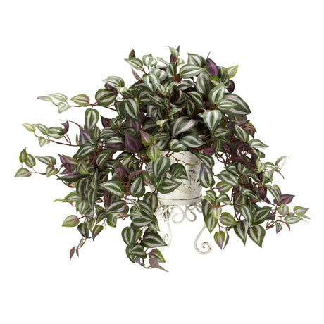 Wandering Jew w/Metal Planter Silk Plant-Parc Decor