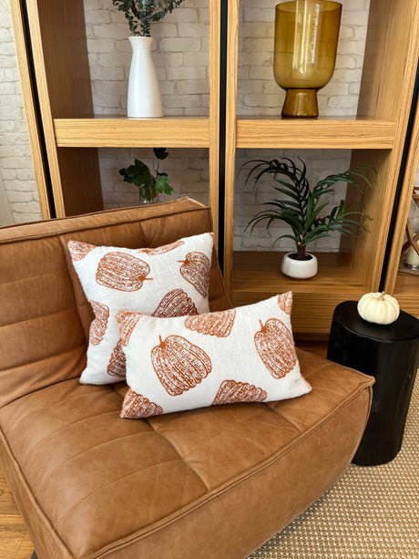 White pumpkin lumbar pillow cover-Parc Decor