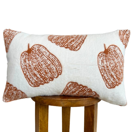 White pumpkin lumbar pillow cover-Parc Decor