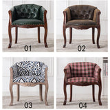 Willem Accent Chair in 4 variants: dark green leather, brown leather, blue/white patterned fabric, and red plaid fabric.