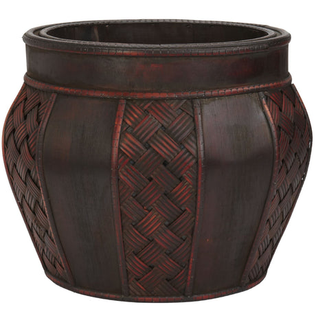 Wood and Weave Panel Decorative Planters (Set of 2)