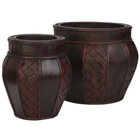 Wood and Weave Panel Decorative Planters (Set of 2)-Parc Decor