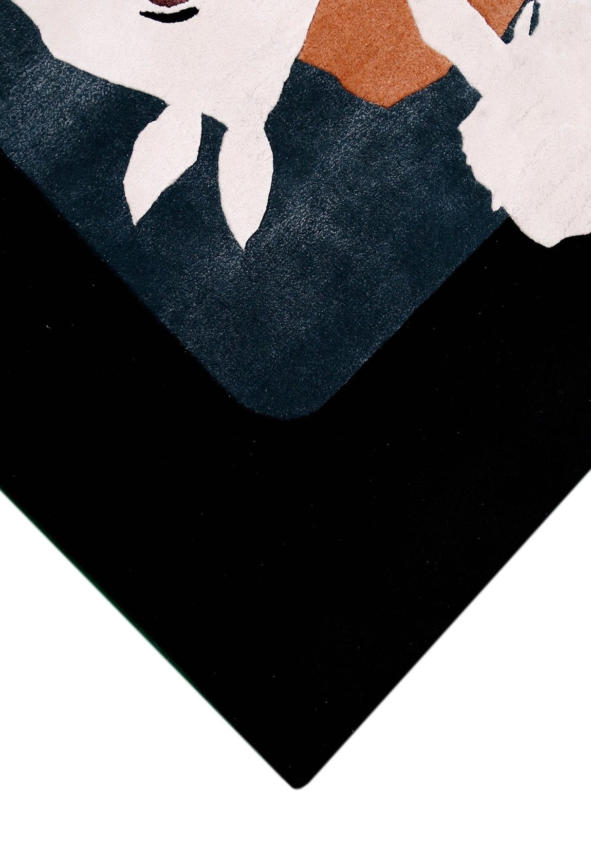 A Woman Riding Horse Ivory And Black Hand Tufted 5x8 Wool Area Rug