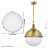 Aaron 12" 2-Light Gold Dimmable Island Pendant Light