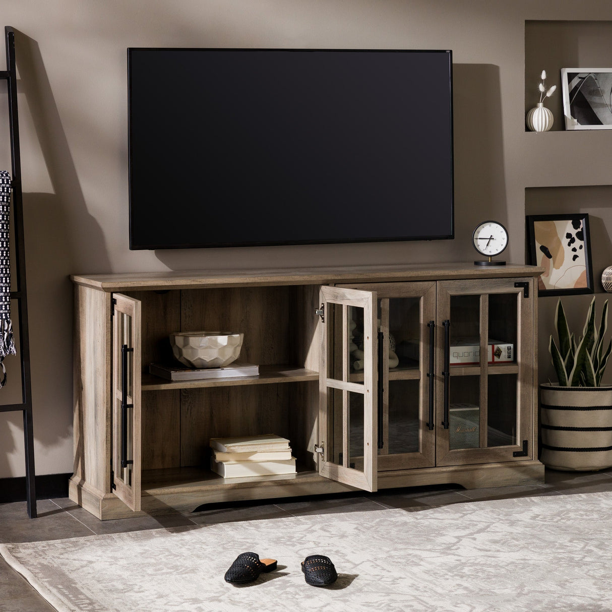 Abigail 58" Farmhouse 4 Door TV Stand-Entertainment-Parc Decor