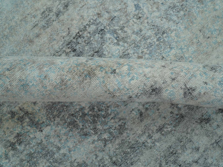 Abstract Blue And Gray 8x10 Hand Knotted Bamboo Silk Area Rug