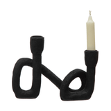 Abstract Double Taper Candle Holder in Black-Candles and Candle Accessories-Parc Decor