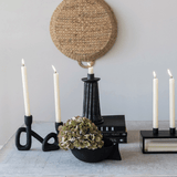 Abstract Double Taper Candle Holder in Black-Candles and Candle Accessories-Parc Decor