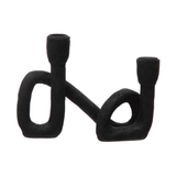 Abstract Double Taper Candle Holder in Black-Candles and Candle Accessories-Parc Decor