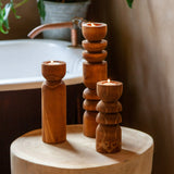 Abstract Wooden Tealight Totem Candle Holder-Décor-Parc Decor