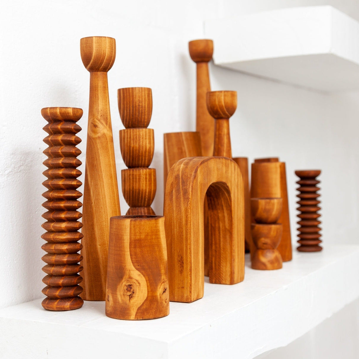 Abstract Wooden Tealight Totem Candle Holder-Décor-Parc Decor