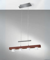 Adesso Burlington 24" W LED 4 Light Island/Dining Modern Pendant, Walnut Brushed Steel Metal Finish