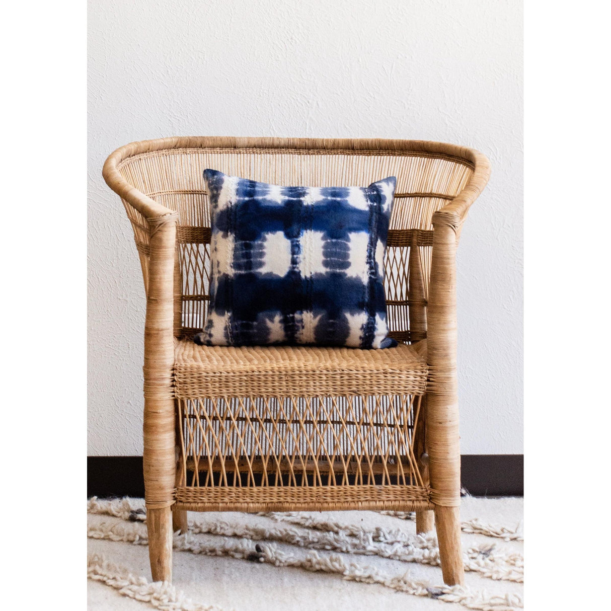 Adire Tie-Dye Wool Blue Indigo Throw Pillow